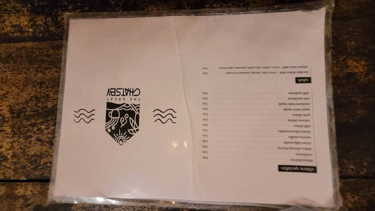 The Great Chatsby menu