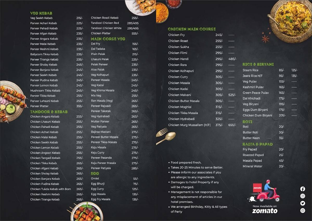 The Hungerer's Talkies Filmy Cafe Restro menu