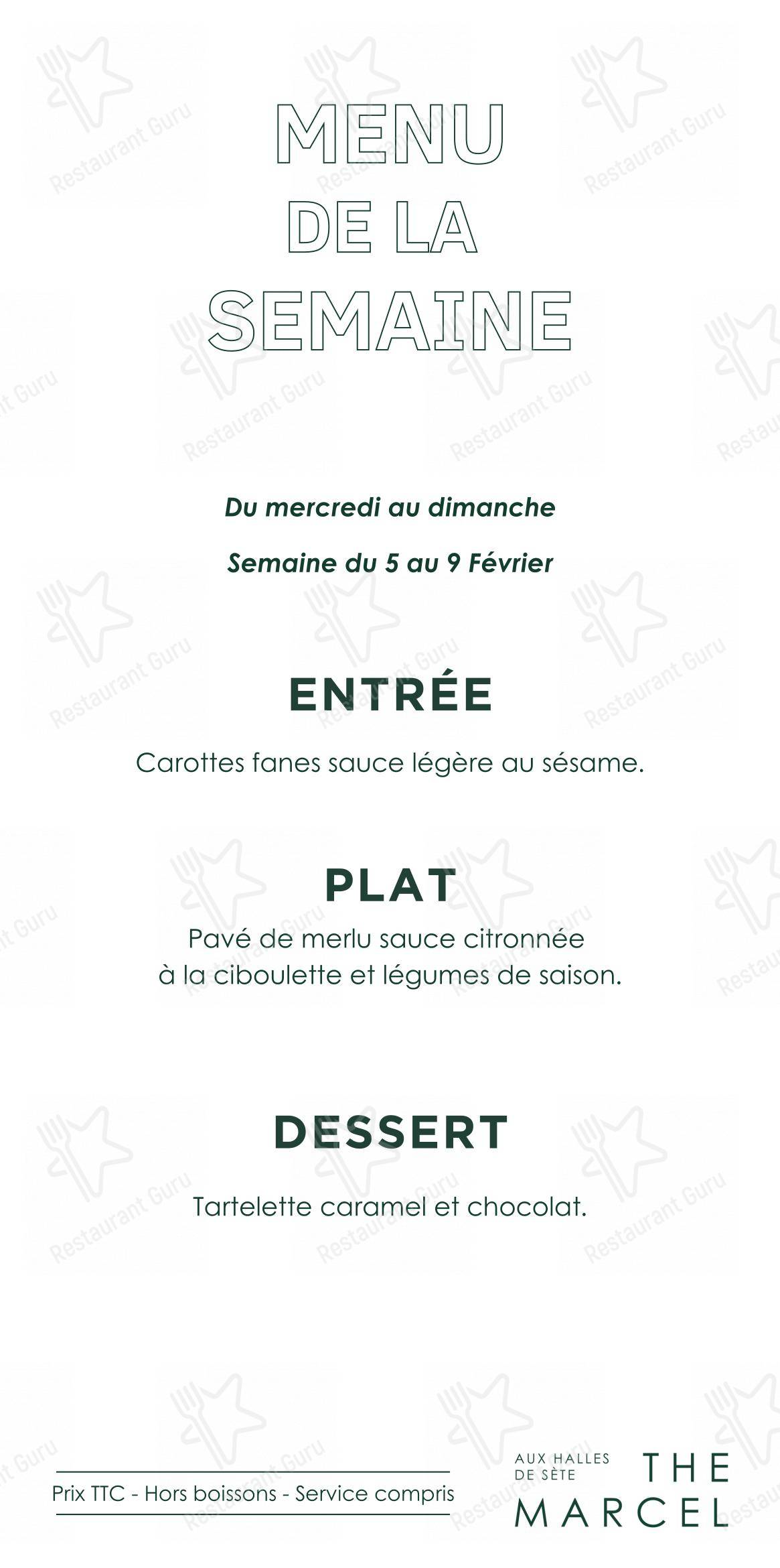 Menu pour The Marcel Aux Halles - Menu