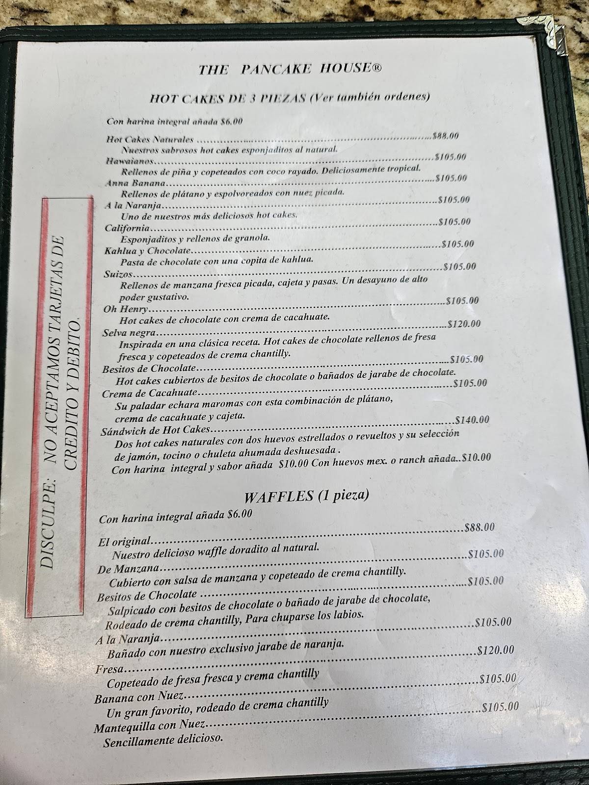 Menu at The Pancake House desserts, Puerto Vallarta, Basilio Badillo 289