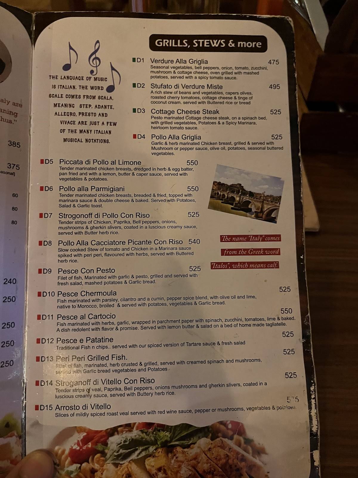 The Pasta Bar Veneto menu