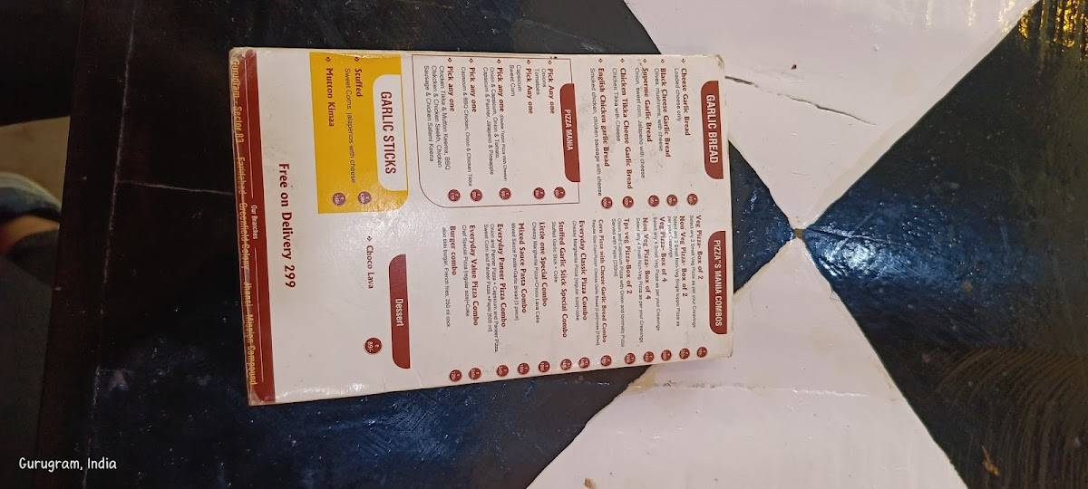 The Pizza Square menu