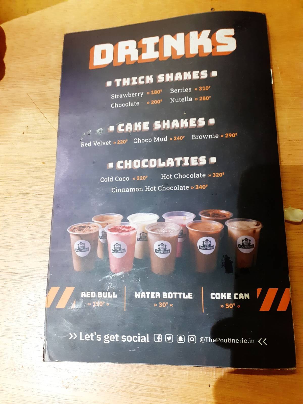The Poutinerie menu