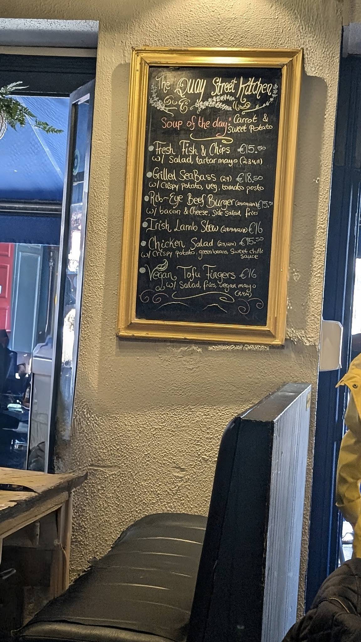 Menu at The Quay Street Kitchen restaurant, Galway