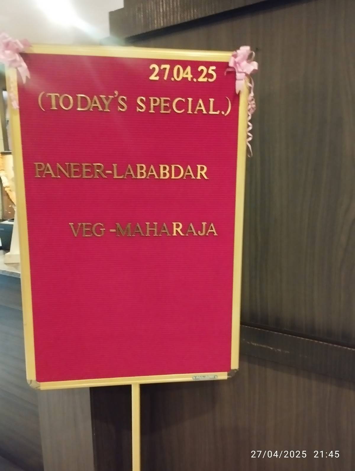 The Regent menu