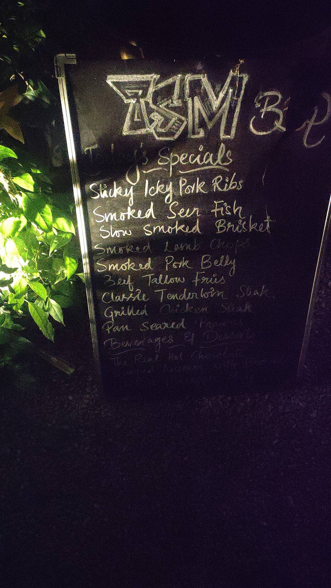 The Smoke Meister menu