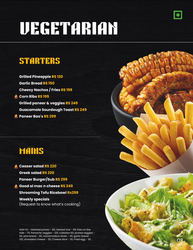 The Smoke Meister menu