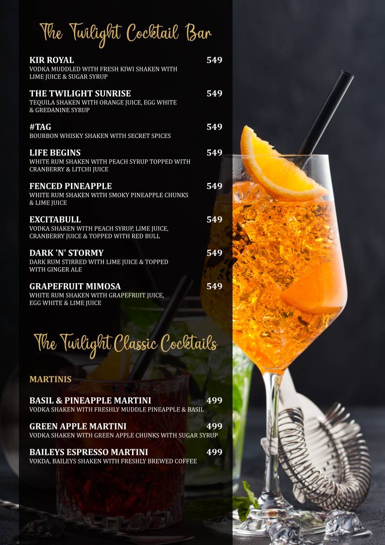 The Twilight Kitchen And Bar menu