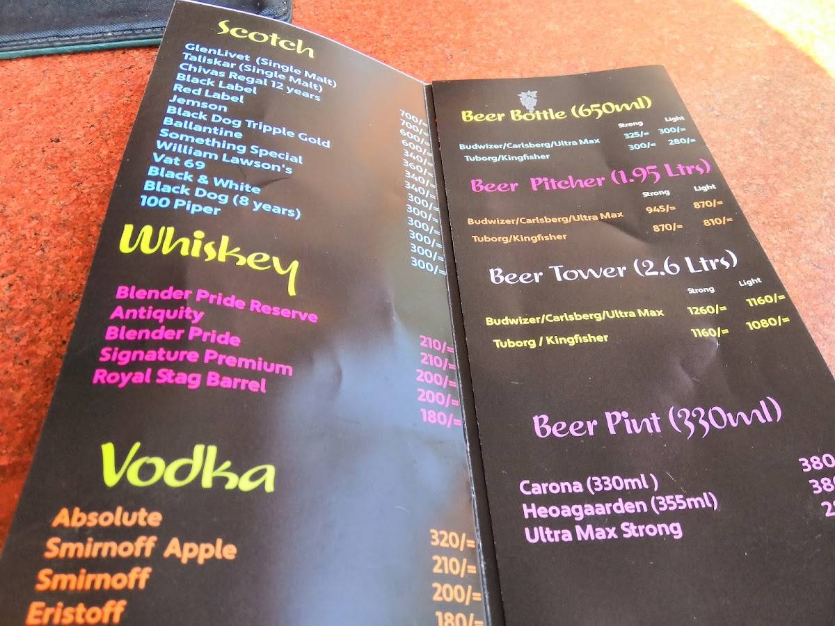 Thee Spasso Bar and Restaurant menu