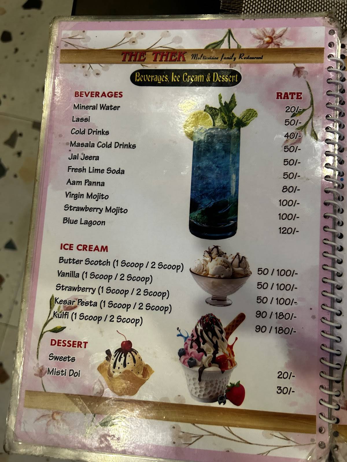 Thek Restaurant menu