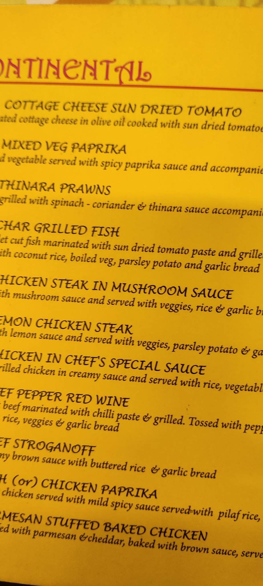 Café Mojo menu