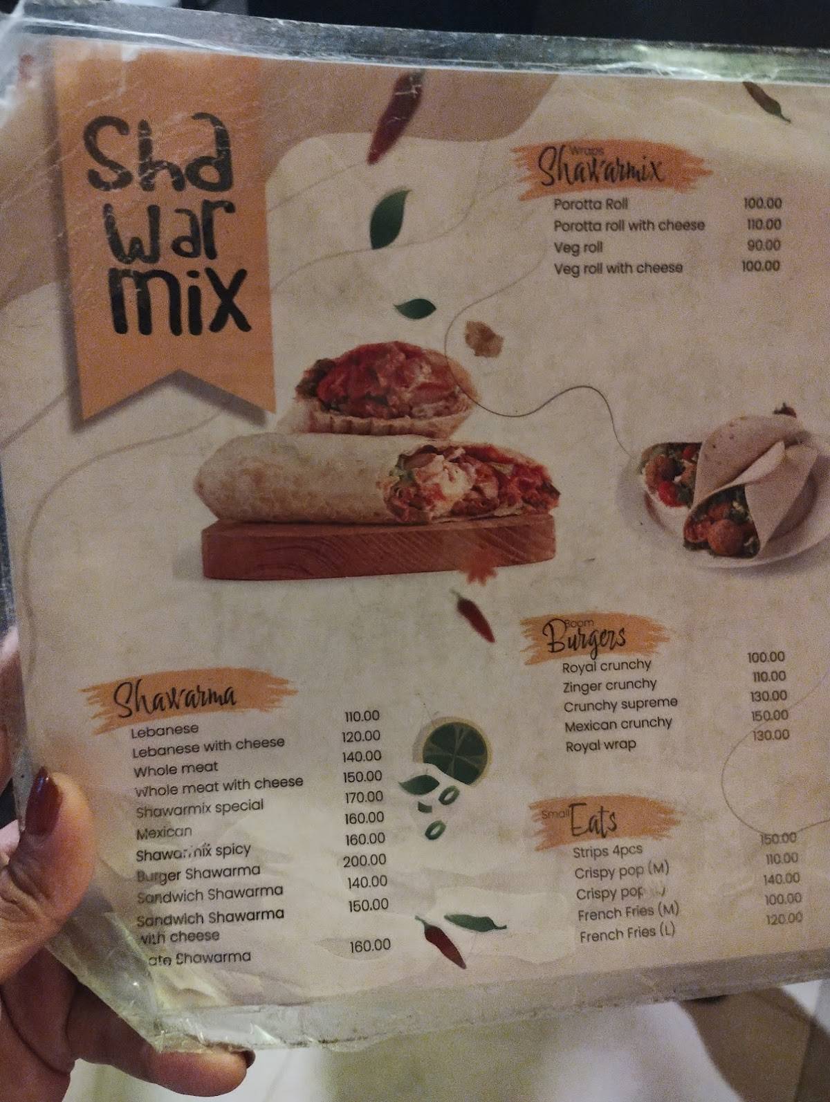 Shawarmix Thodupuzha menu