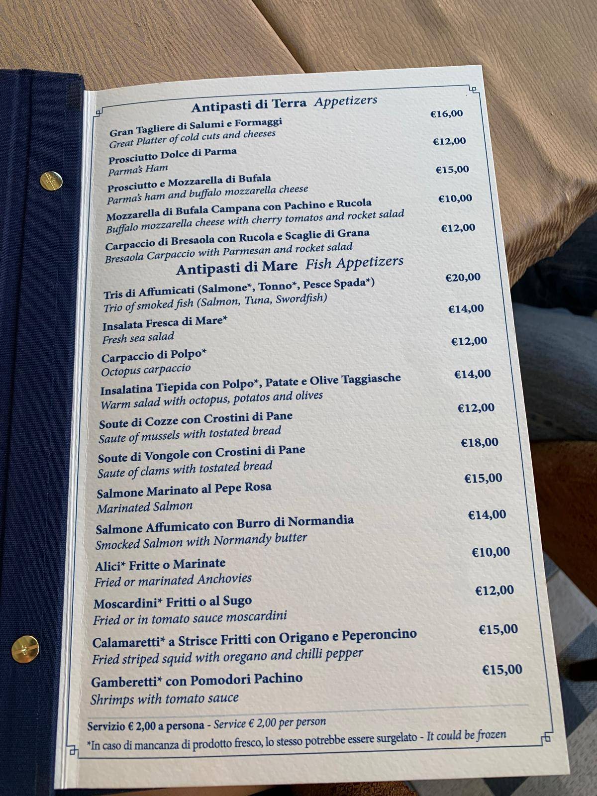 Menu di Shisha bar Ristorante Le Mille e una Notte 