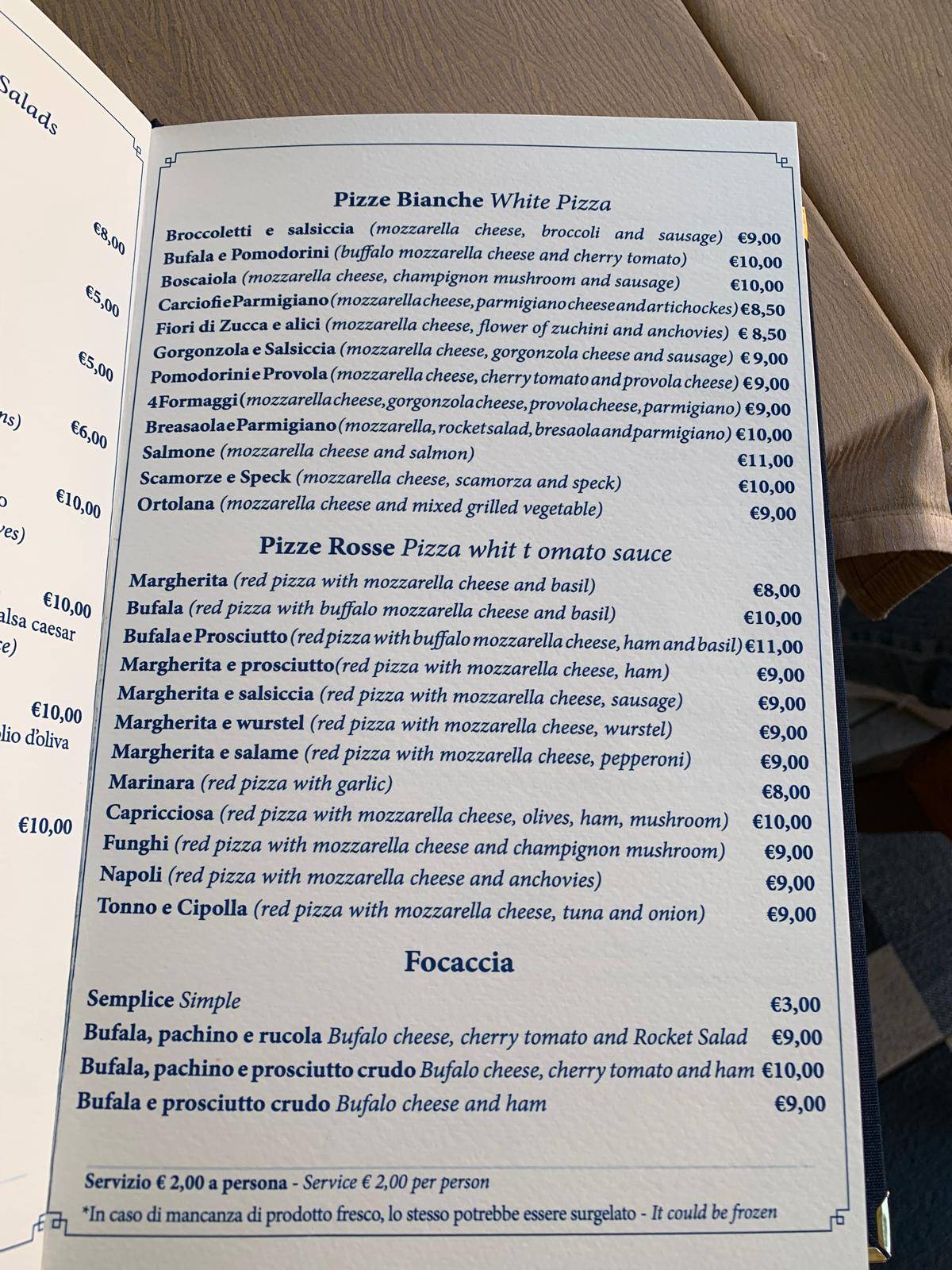 Menu di Shisha bar Ristorante Le Mille e una Notte 