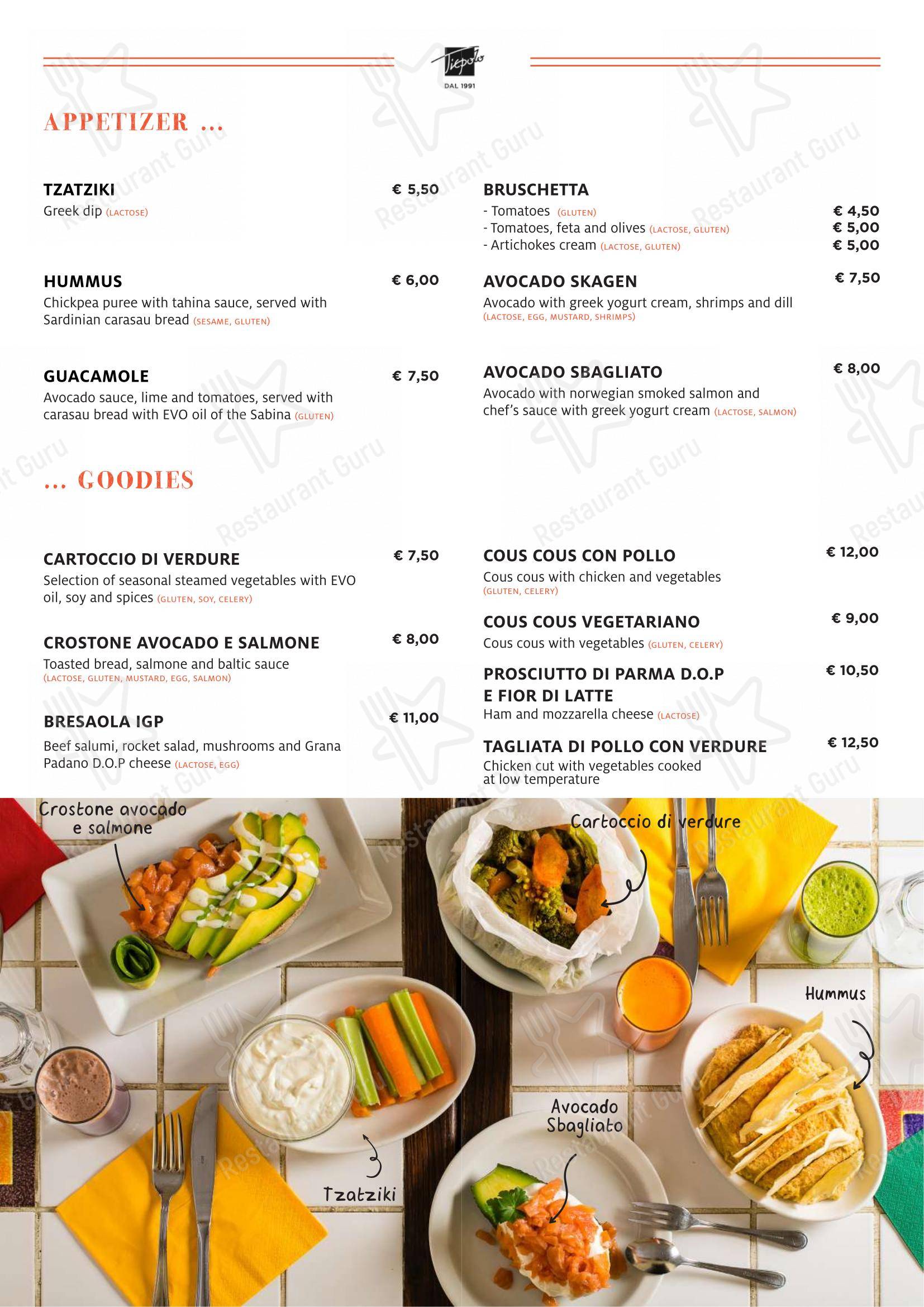 Menu di Tiepolo - Bistrot Bottiglieria (Via G Battista Tiepolo) - Menu bar