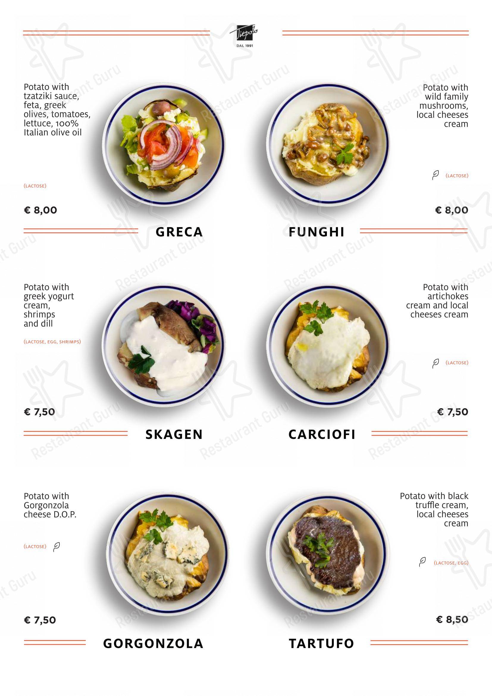 Menu di Tiepolo - Bistrot Bottiglieria (Via G Battista Tiepolo) - Menu bar