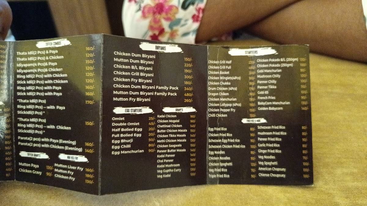 Tiffen & Chicken menu