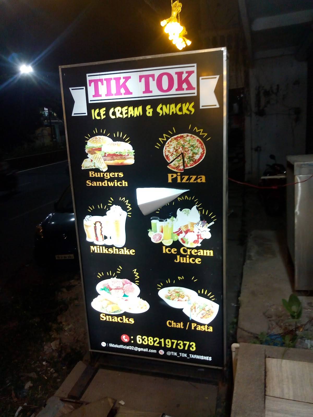 TikTok ice cream and snacks menu