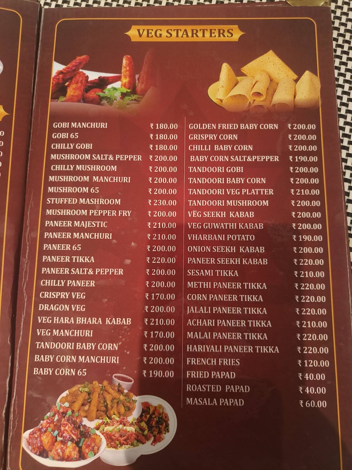 Springs Restaurant menu