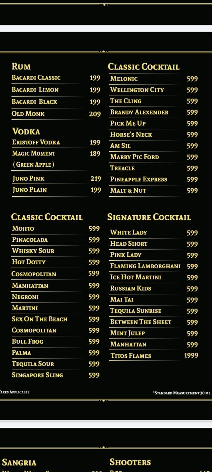 Titos Restobar menu