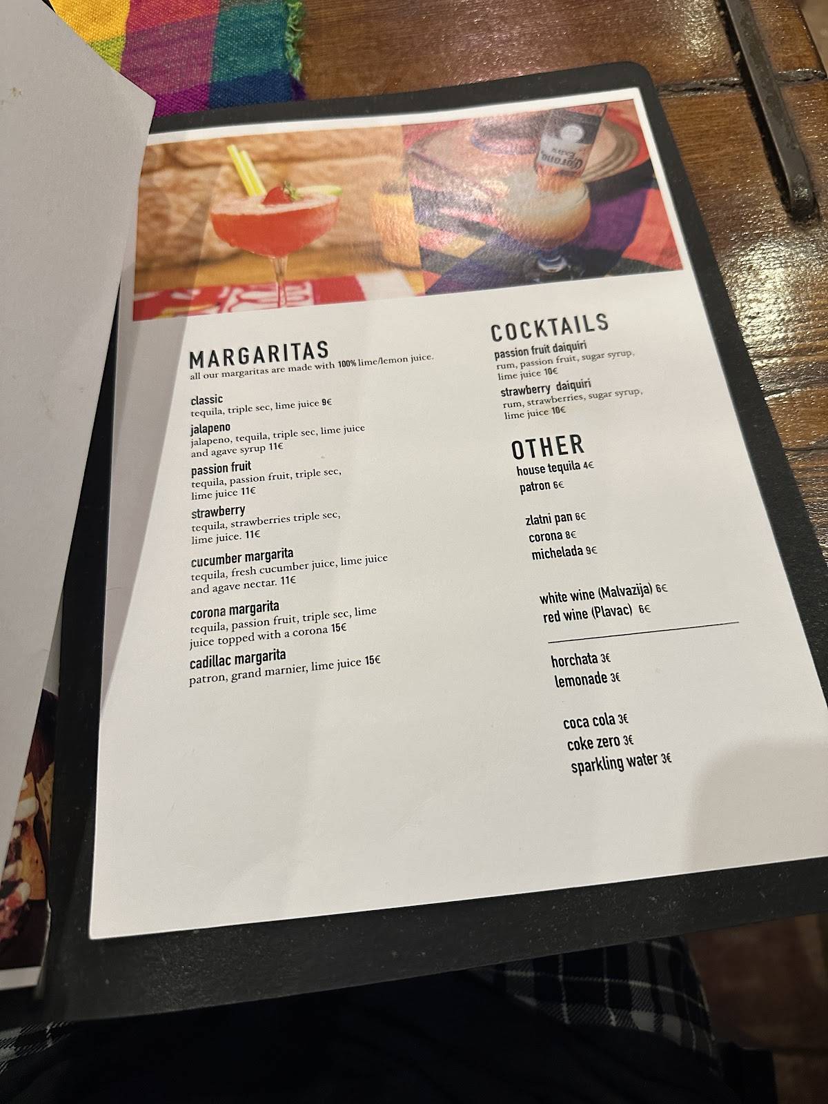 Menu di To Je Tako Mexican Restaurant 