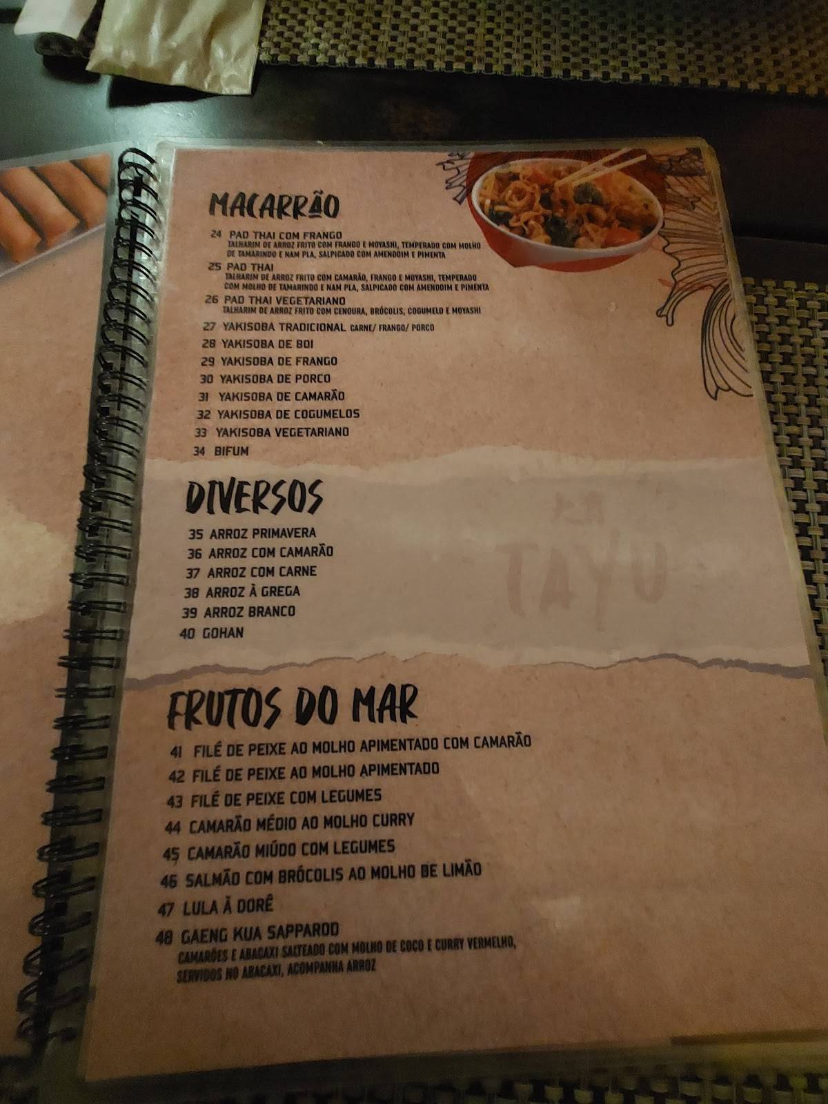 Restaurante Tokyo cardápio