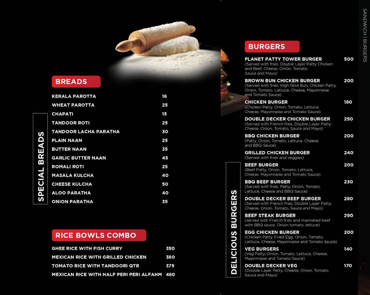 Tomato's Bakes and Grills menu