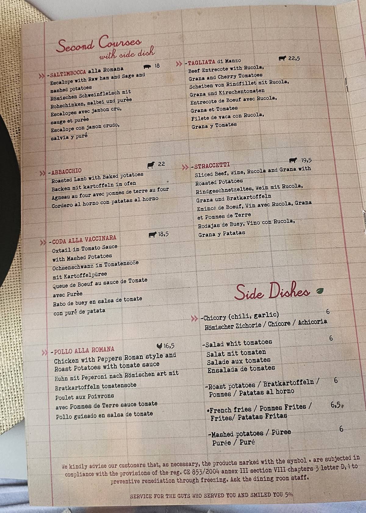 Menu di Tonnarello 