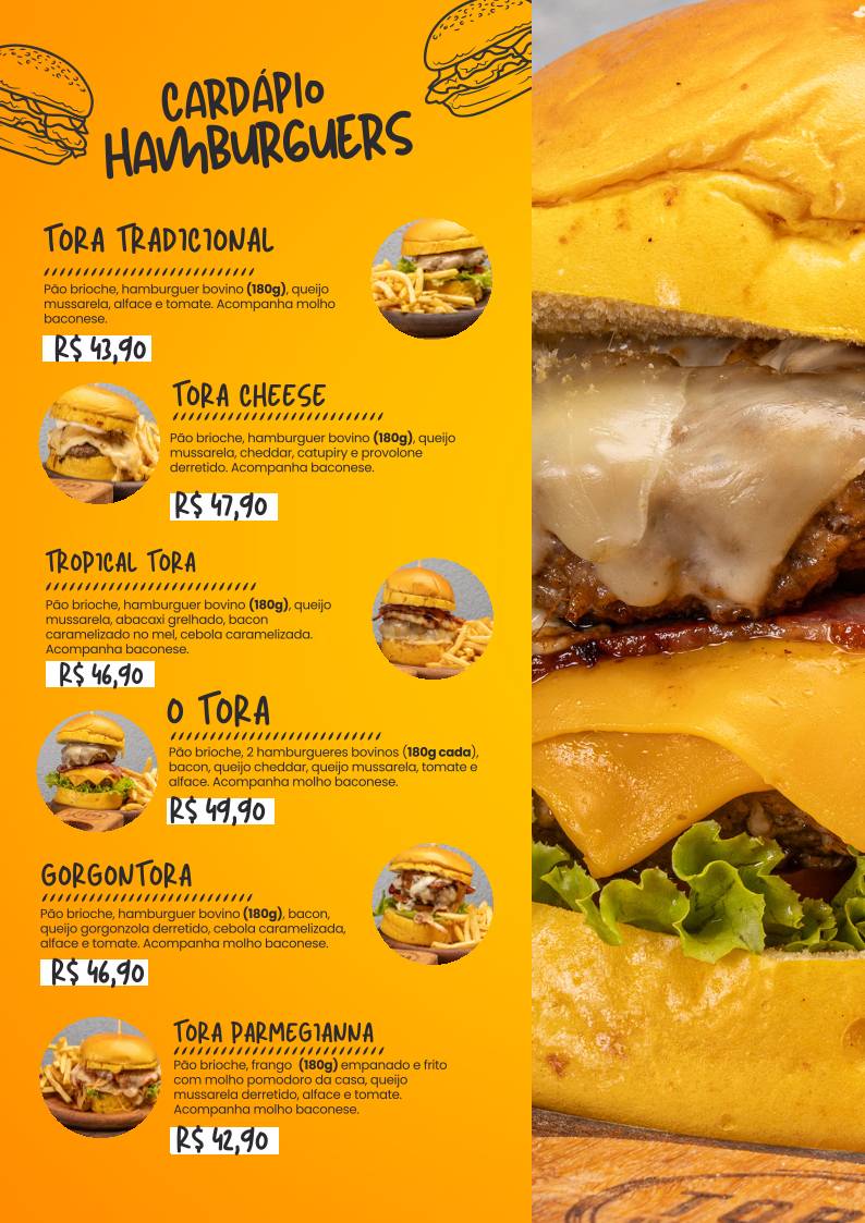 Tora Bar e Restaurante cardápio