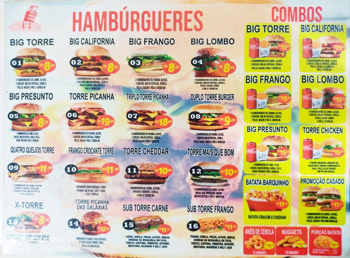 Torre De Pizza cardápio