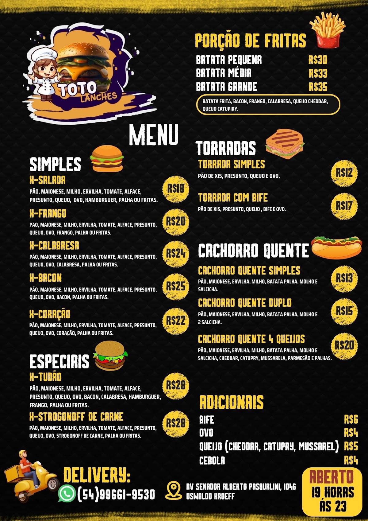 Toto Lanches Delivery cardápio
