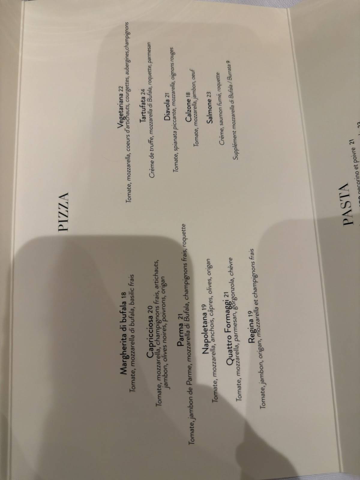 Menu de Totti