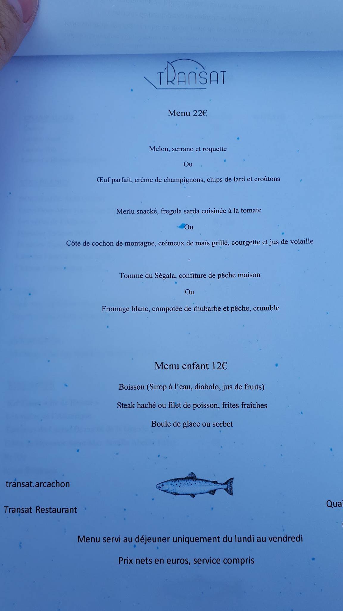 Menu de Transat