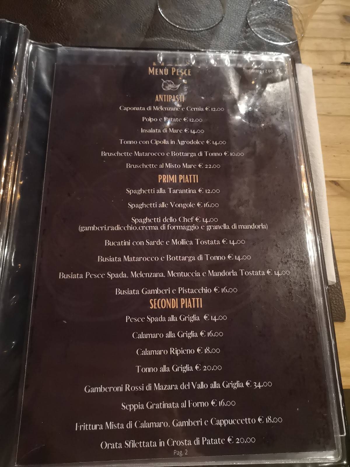 Menu di Trattoria A Purticeddra 