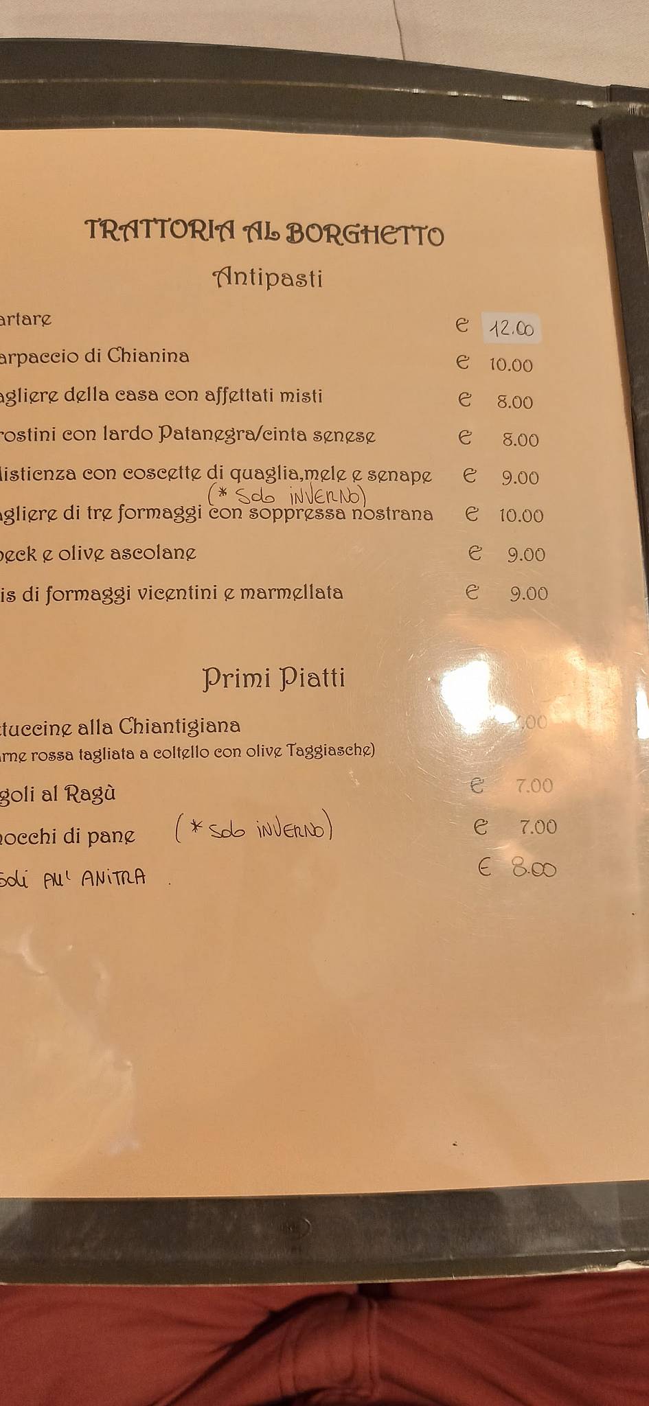 Menu di Trattoria "Al Borghetto" 
