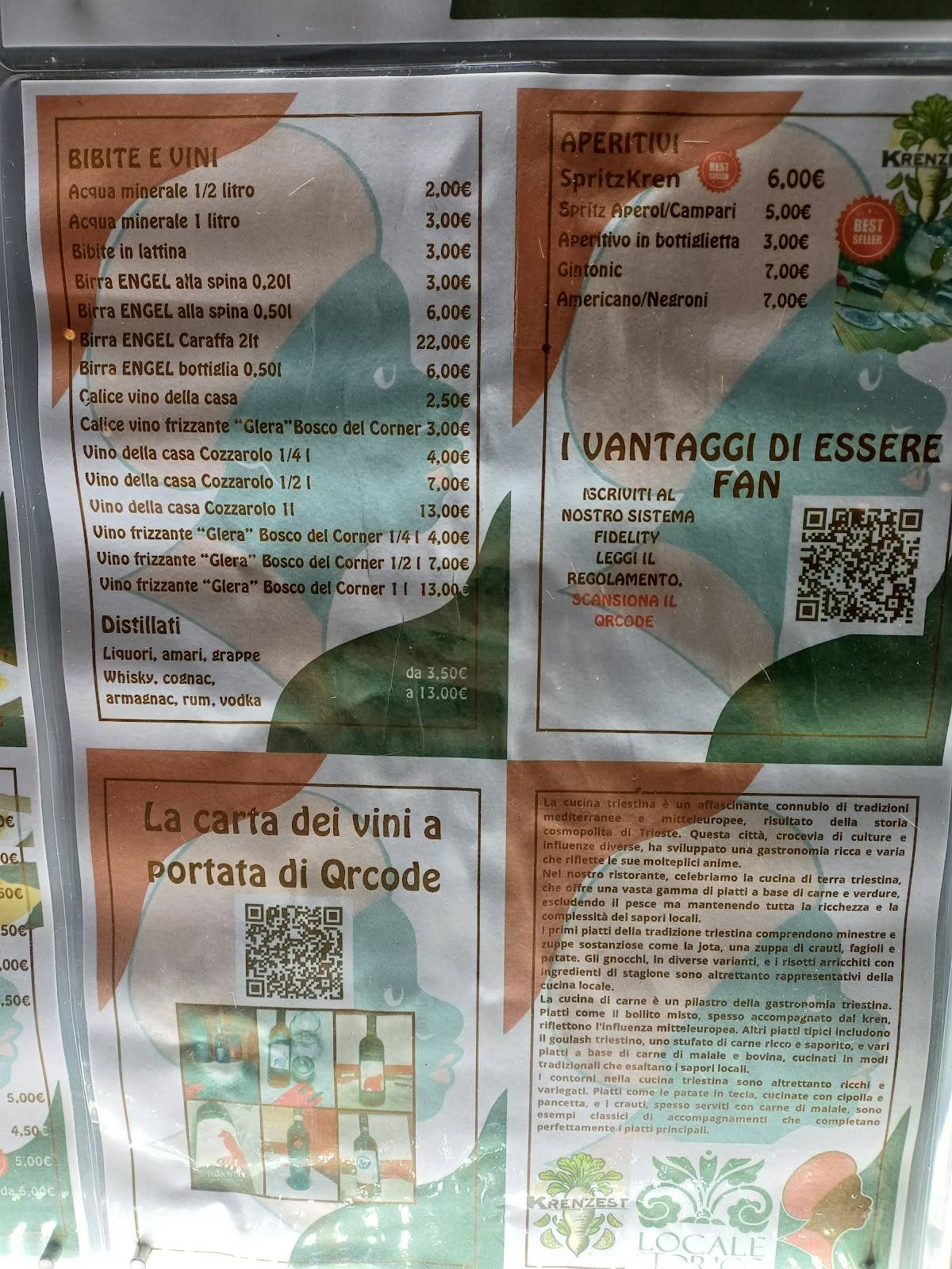 Menu di Trattoria Al Moro Trieste 