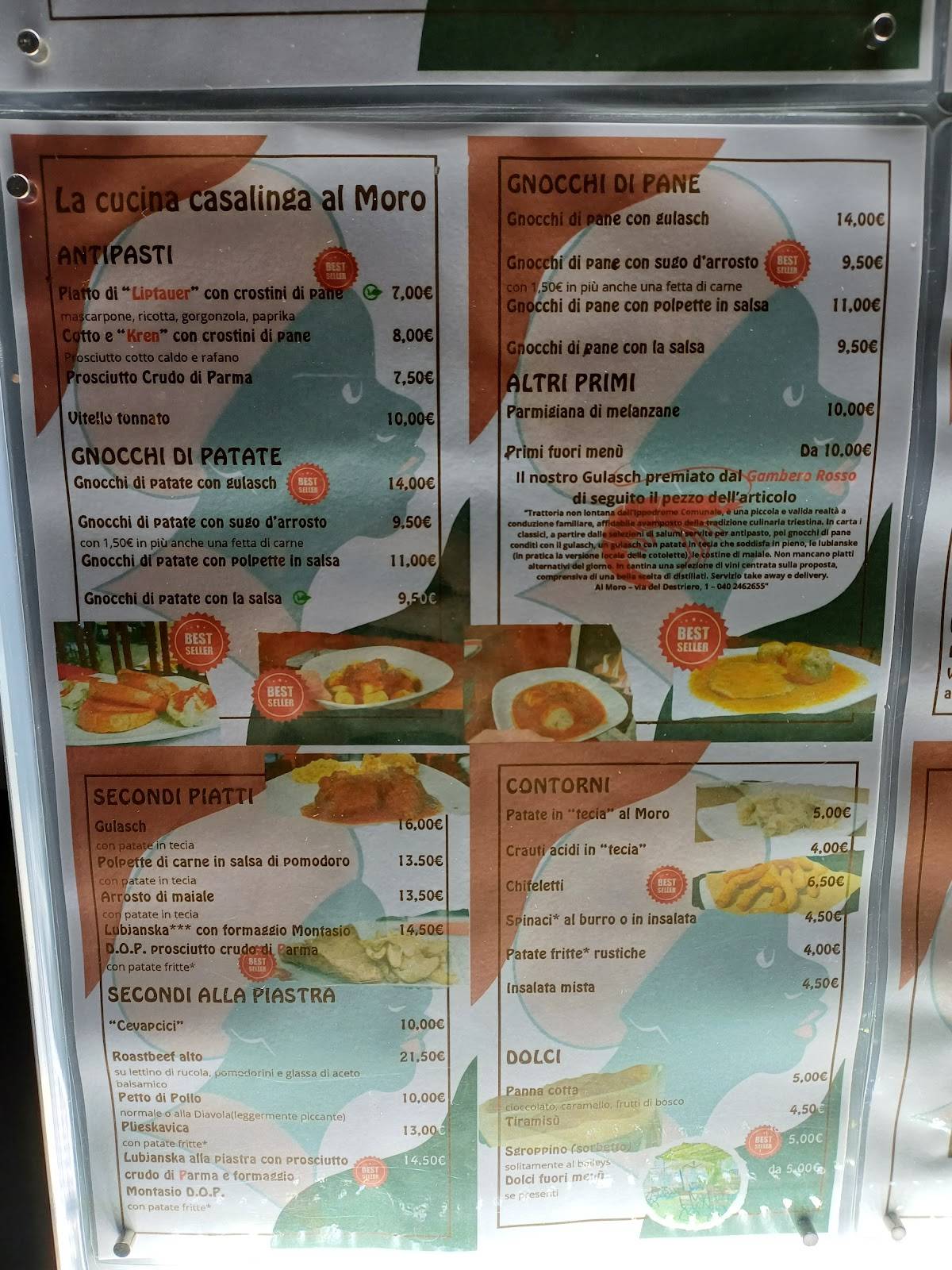 Menu di Trattoria Al Moro Trieste 