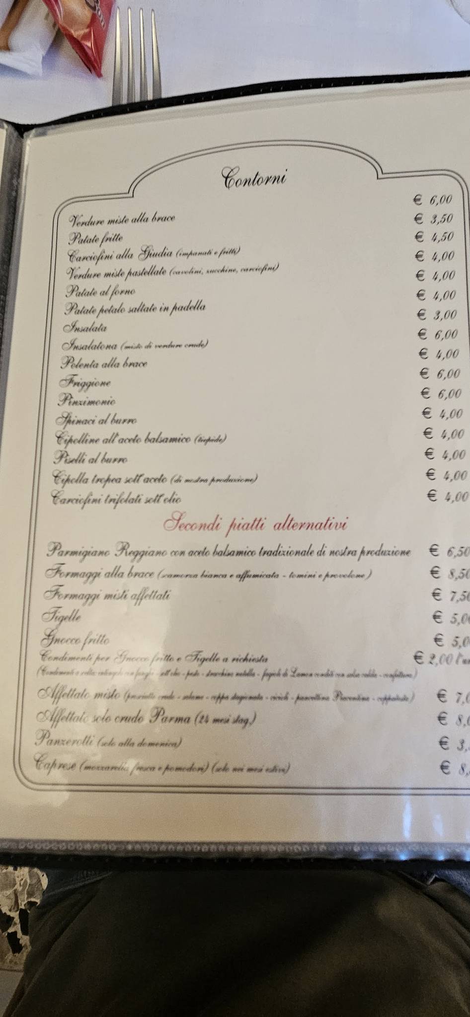 Menu di Trattoria Cacciatori 