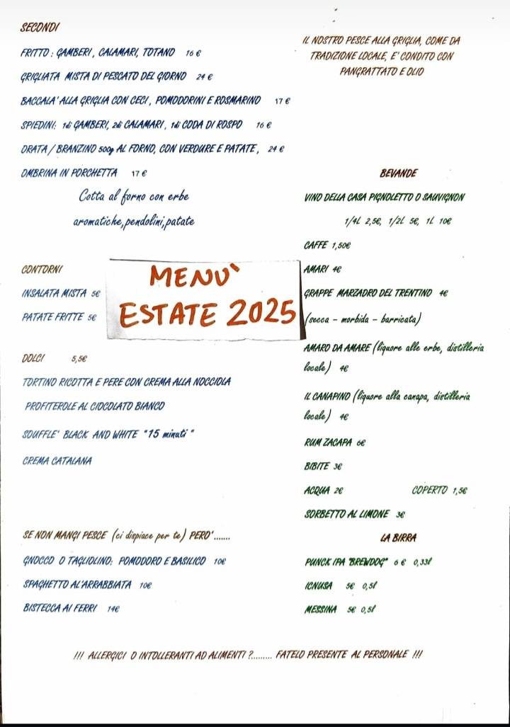 Menu di Trattoria Del Porto "da Eugenio" Cattolica 