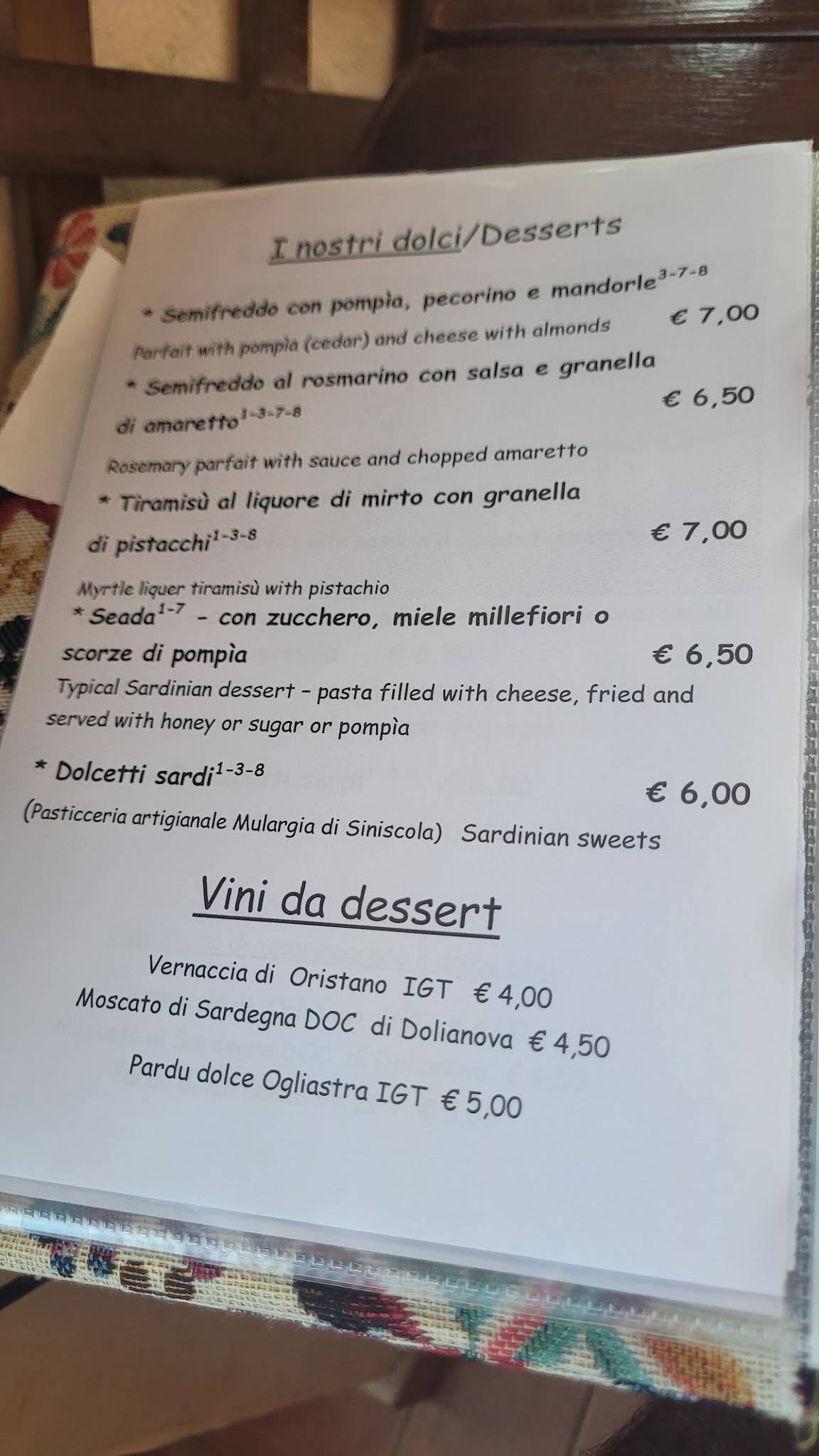 Menu di Trattoria La Scarpetta 