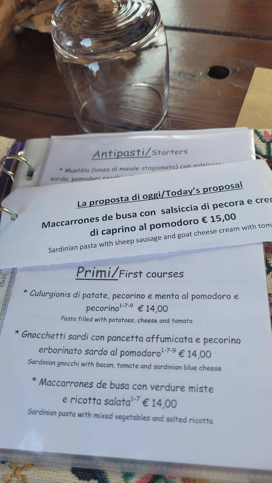 Menu di Trattoria La Scarpetta 