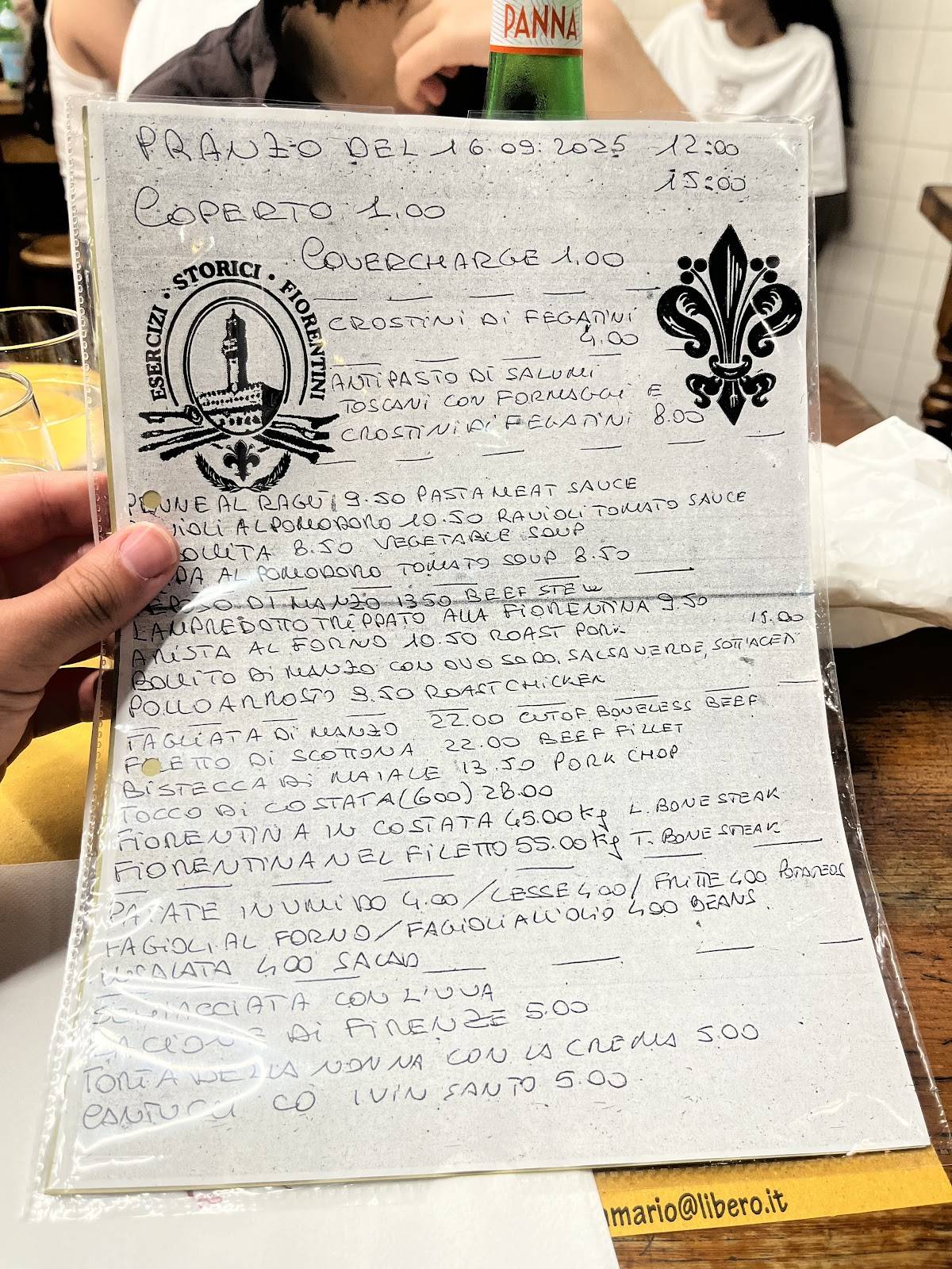 Menu di Trattoria Mario 