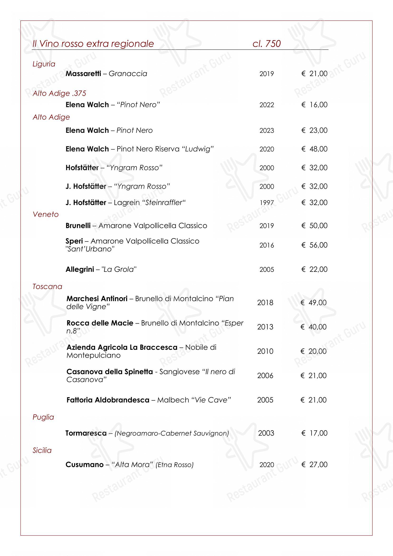 Menu bar per Trattoria Salvetti ristorante