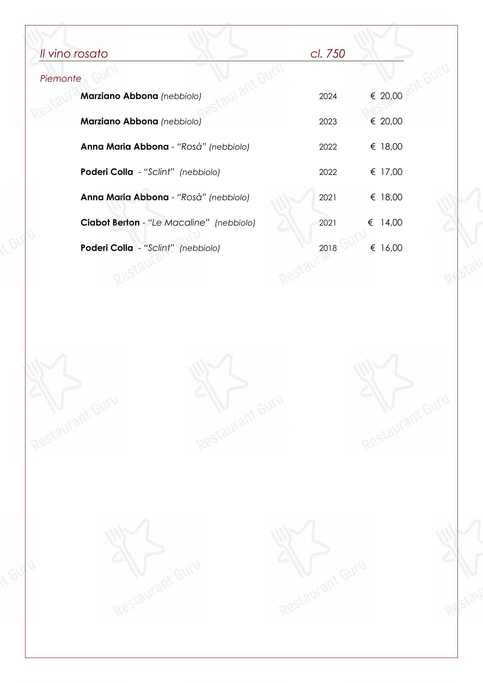Menu bar per Trattoria Salvetti ristorante