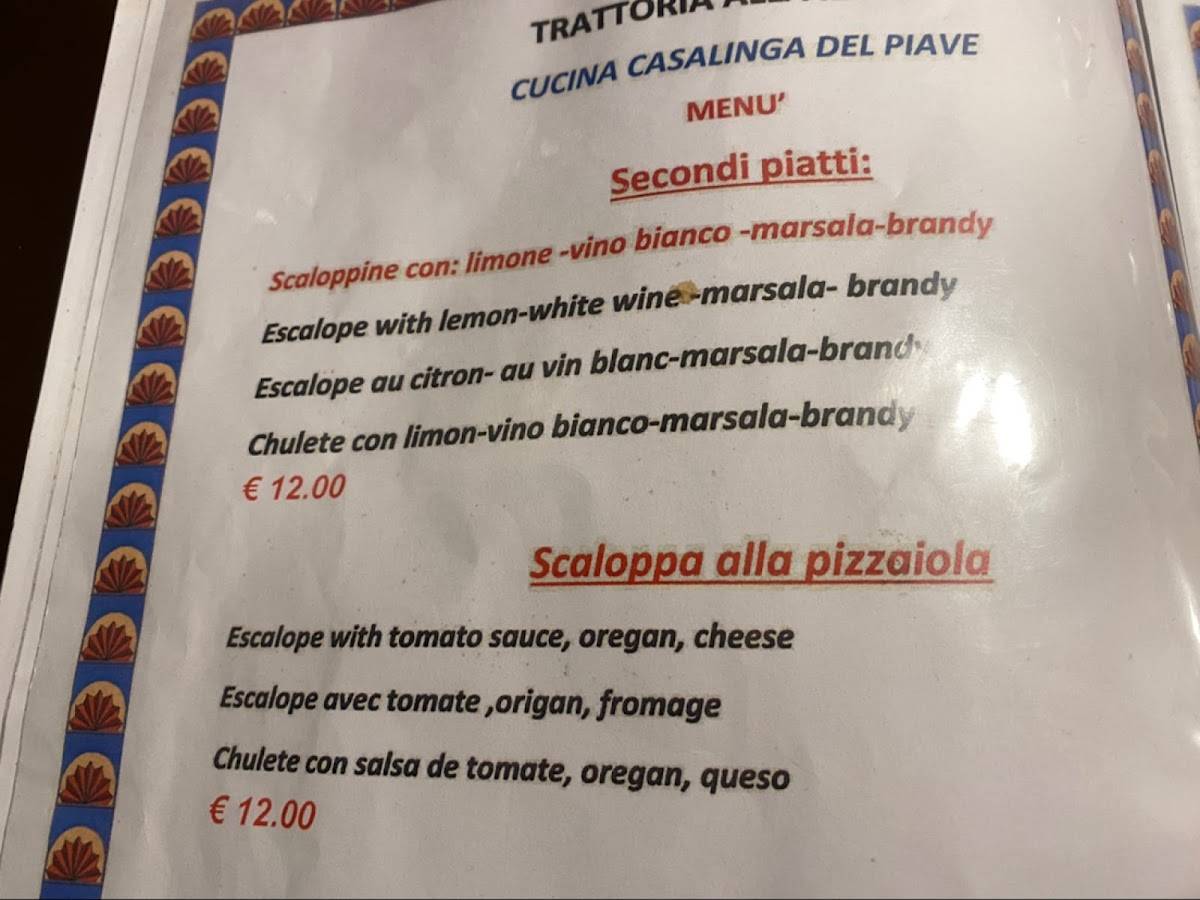 Menu di Trattoria alla Rampa 