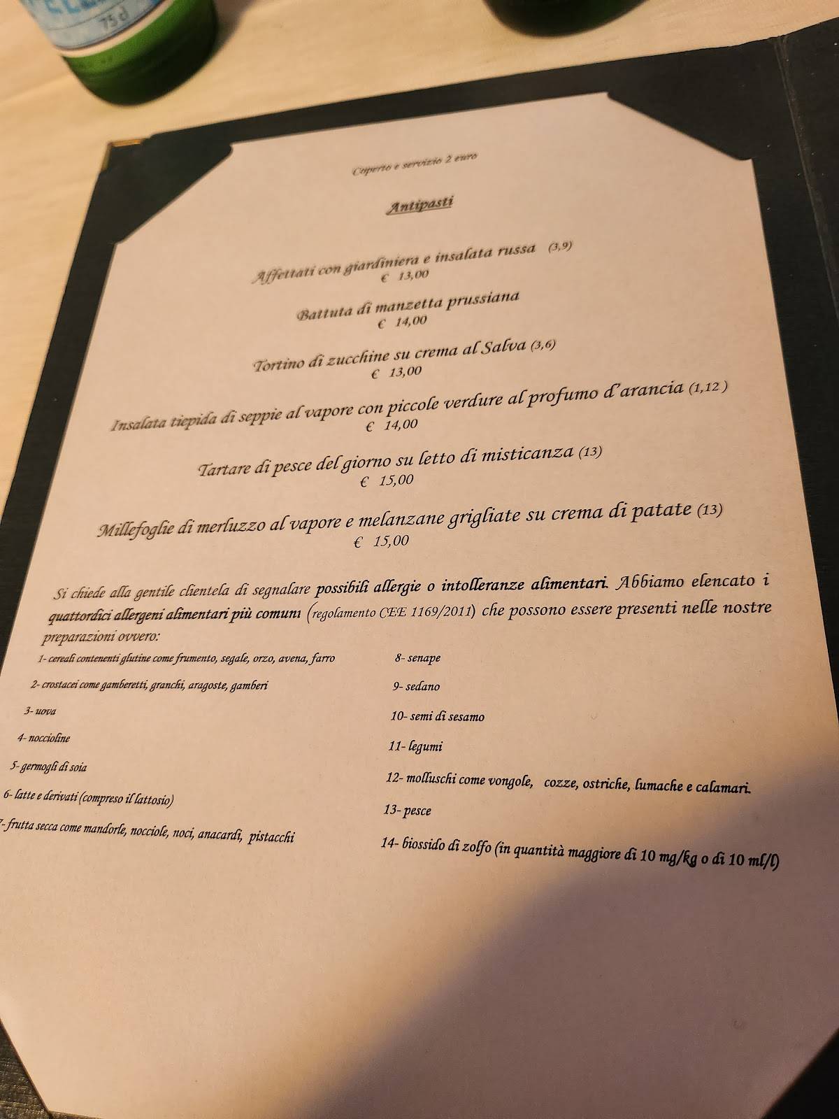 Menu di Trattoria Tre Rose 