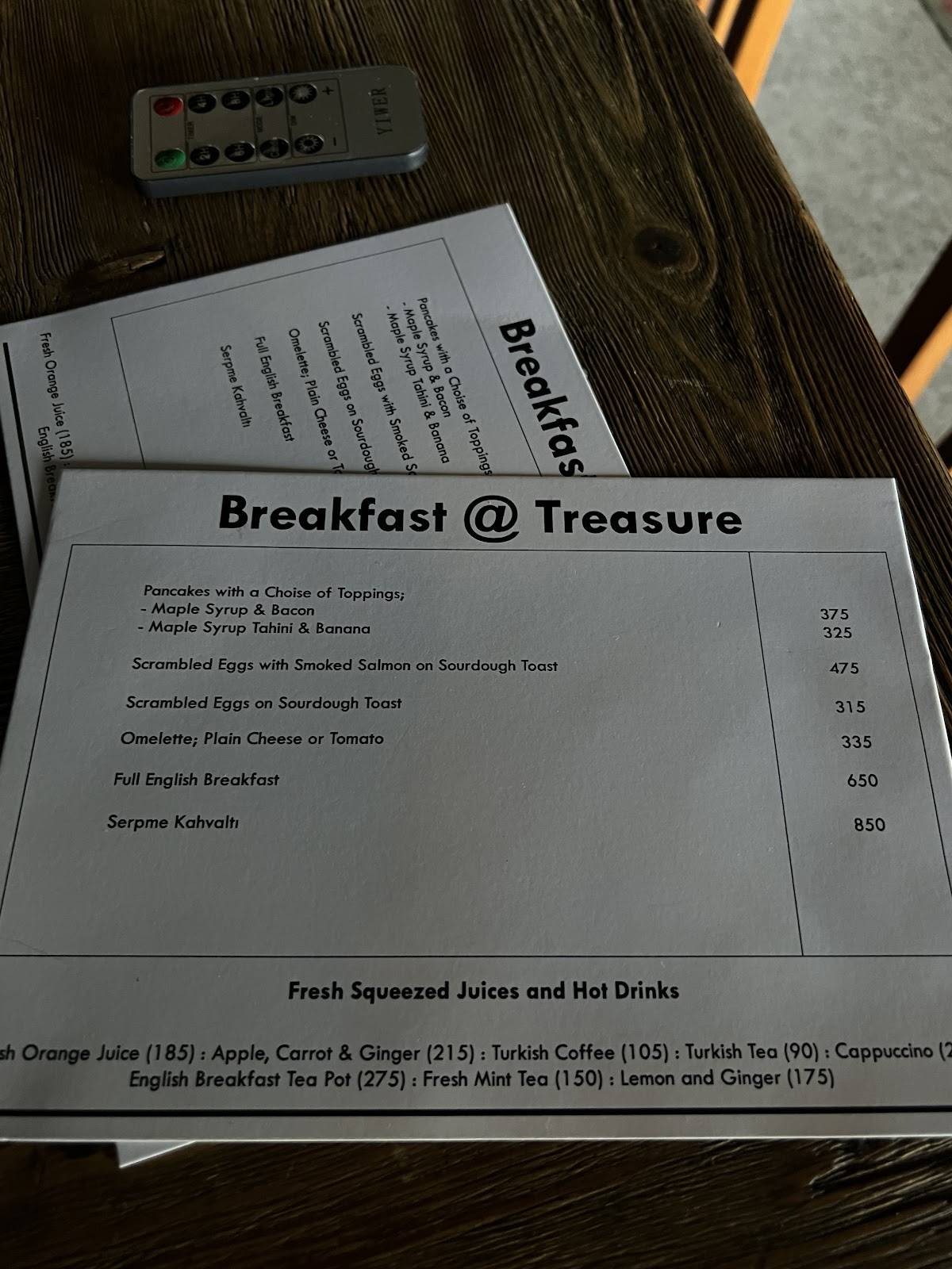 Menu de Treasure Restaurant