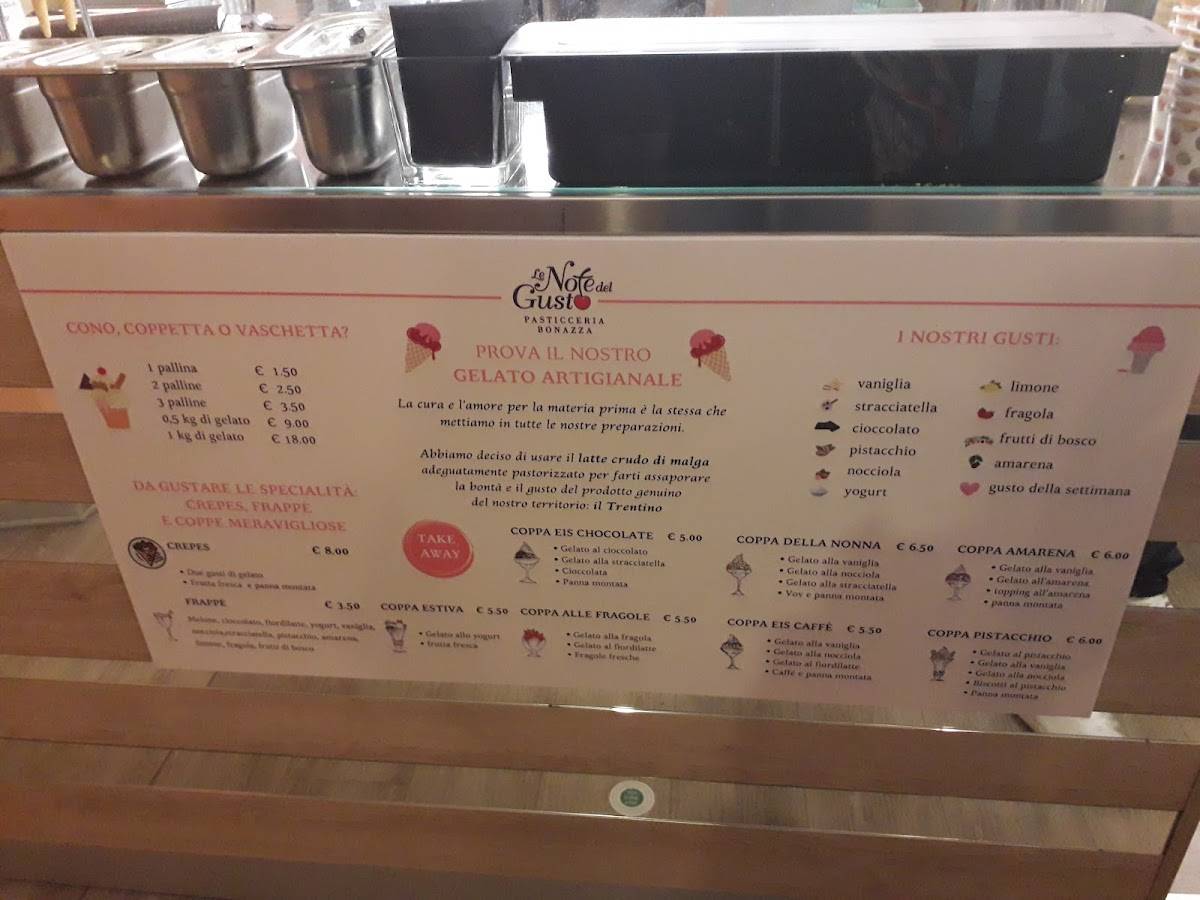 Menu di Pasticceria Le Note del Gusto Trento 