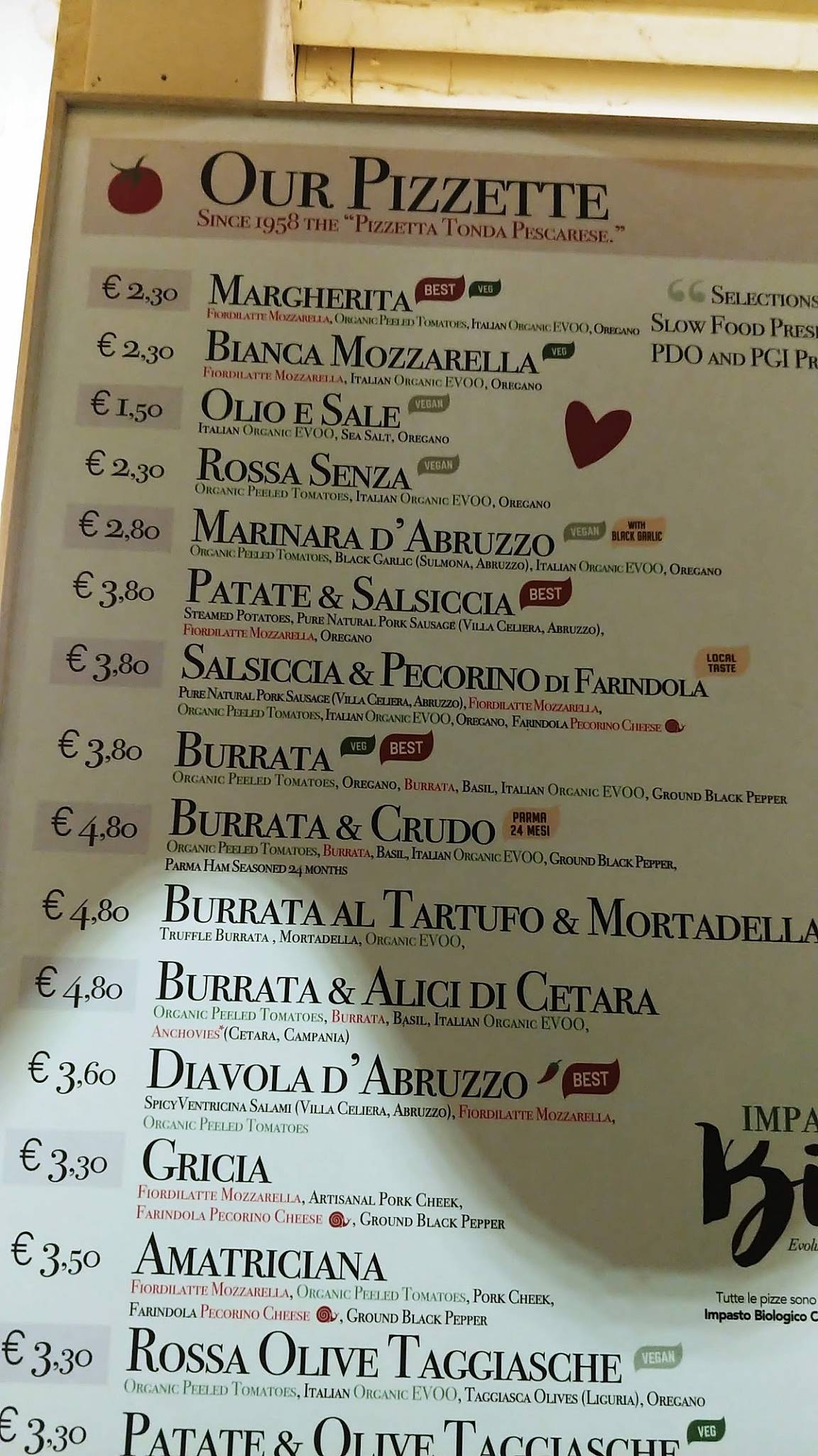 Menu di Trieste Pizza Mare 