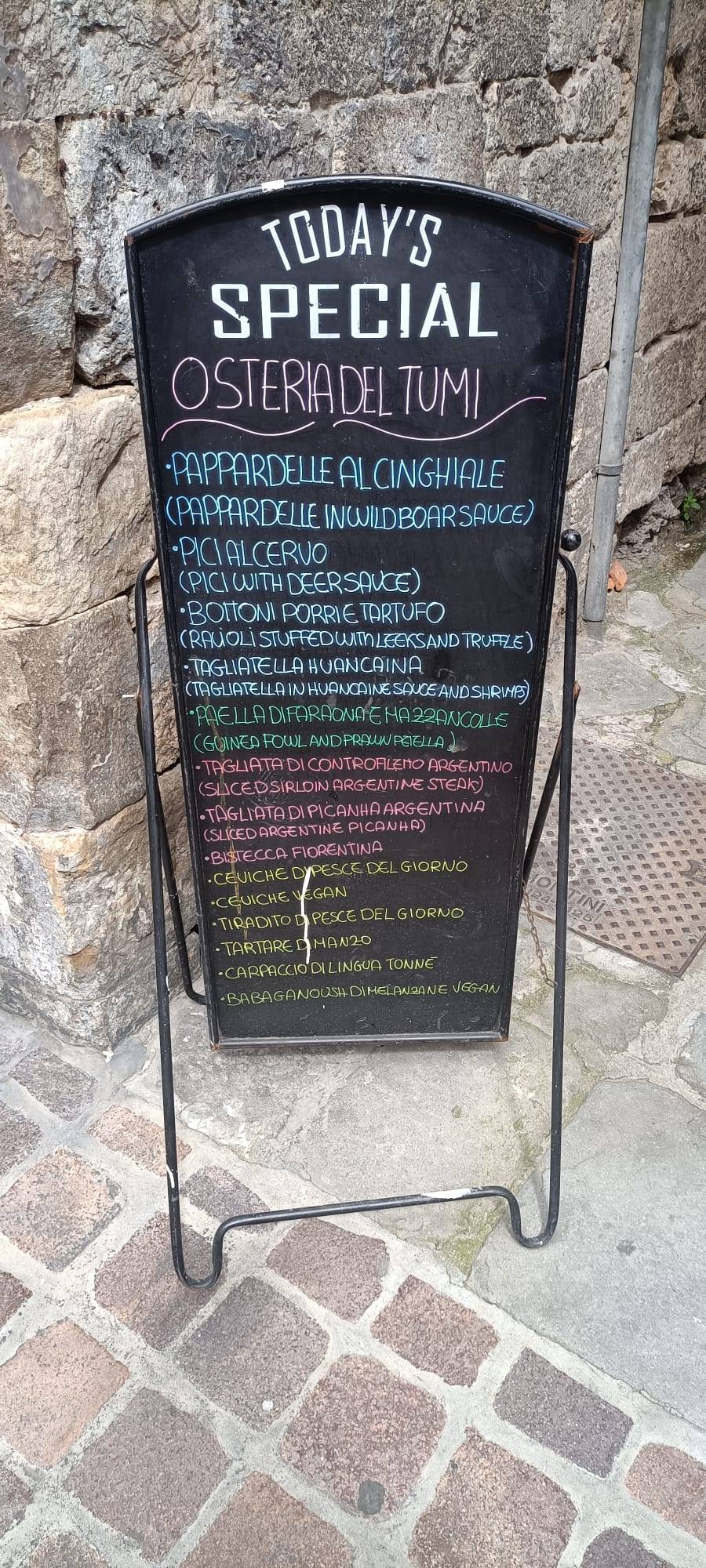 Menu di Osteria  Del Tumi 